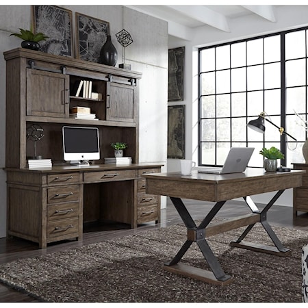 Credenza and Hutch and Desk